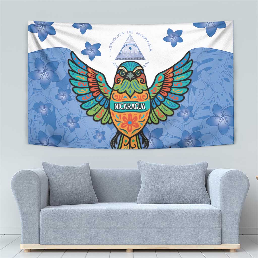 Nicaragua Tapestry Guardabarranco Bird With Sacuanjoche