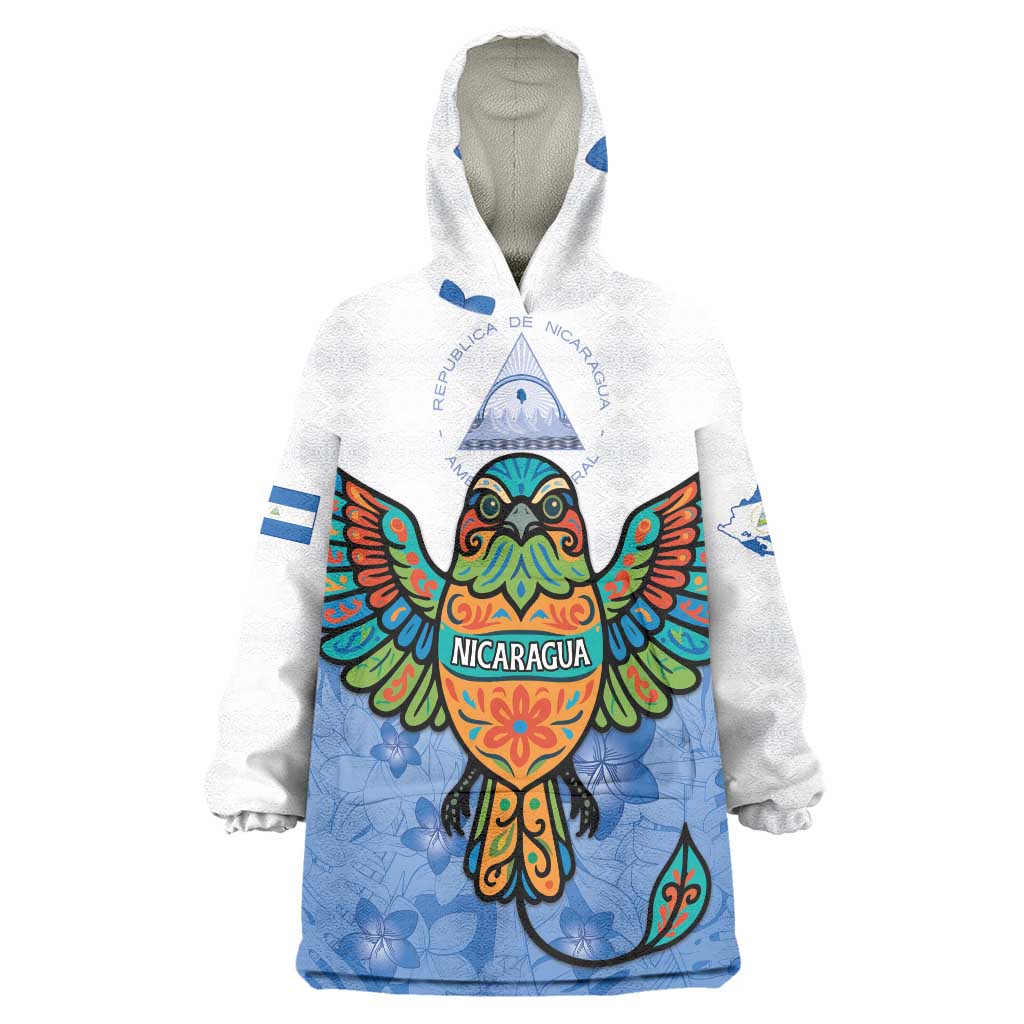 Nicaragua Wearable Blanket Hoodie Guardabarranco Bird With Sacuanjoche