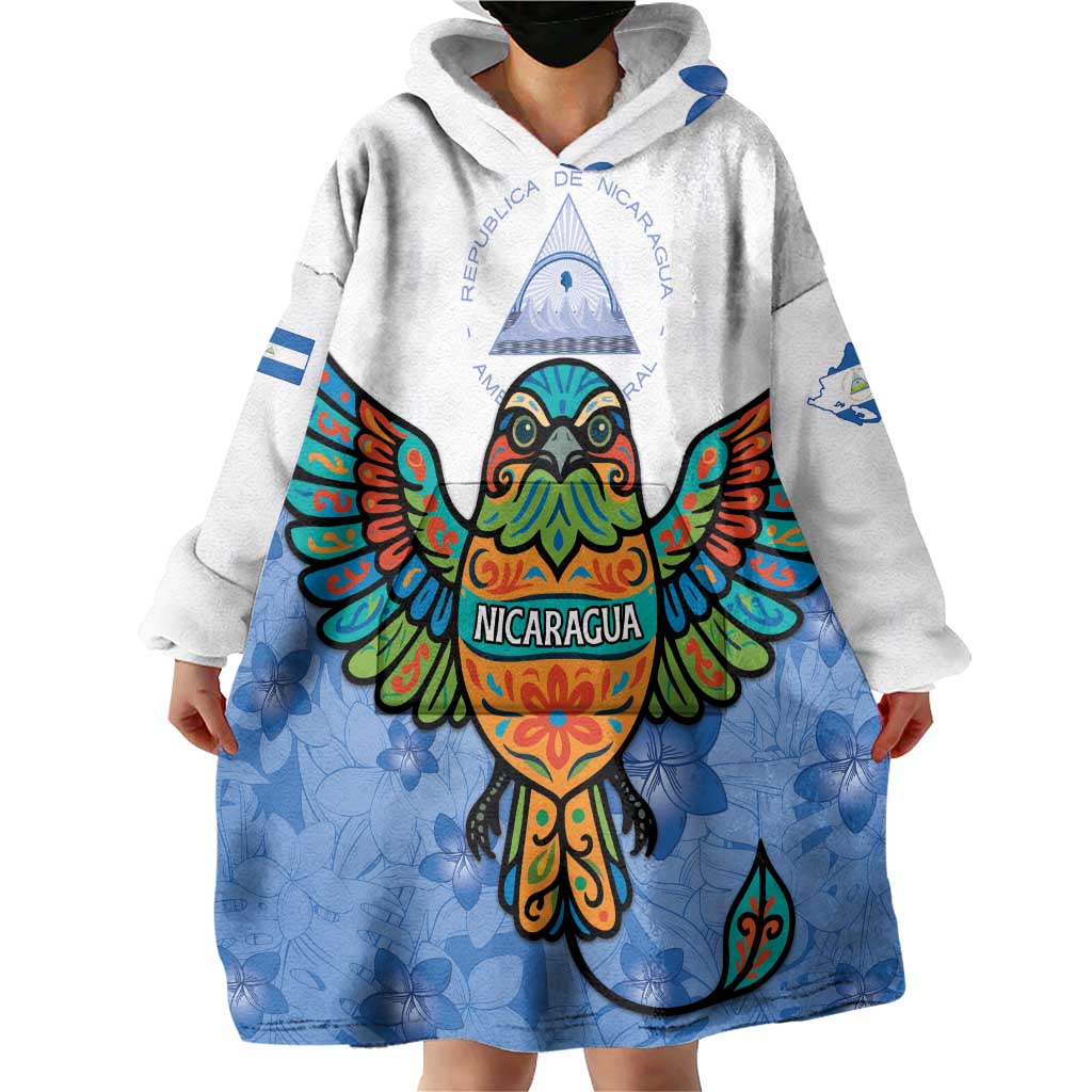 Nicaragua Wearable Blanket Hoodie Guardabarranco Bird With Sacuanjoche