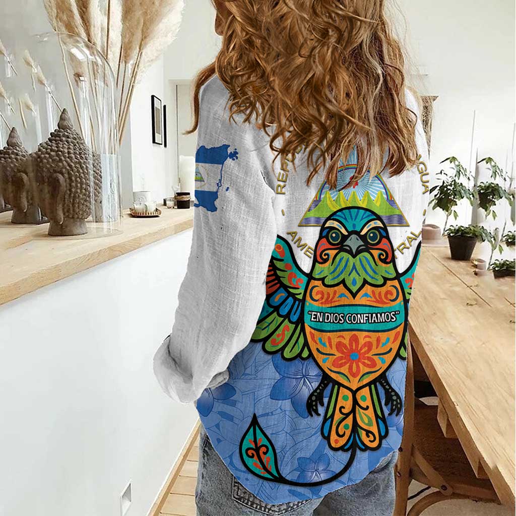 Nicaragua Women Casual Shirt Guardabarranco Bird With Sacuanjoche