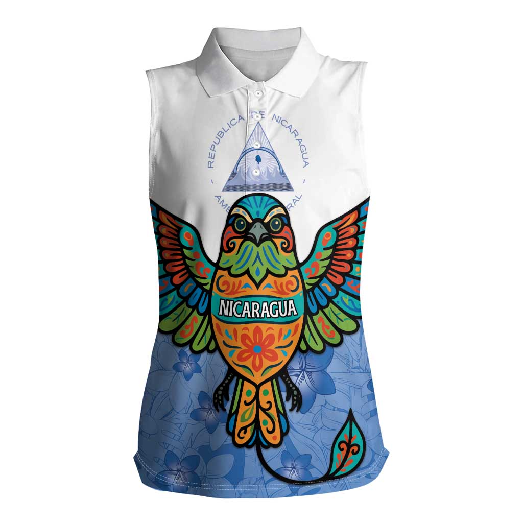 Nicaragua Women Sleeveless Polo Shirt Guardabarranco Bird With Sacuanjoche