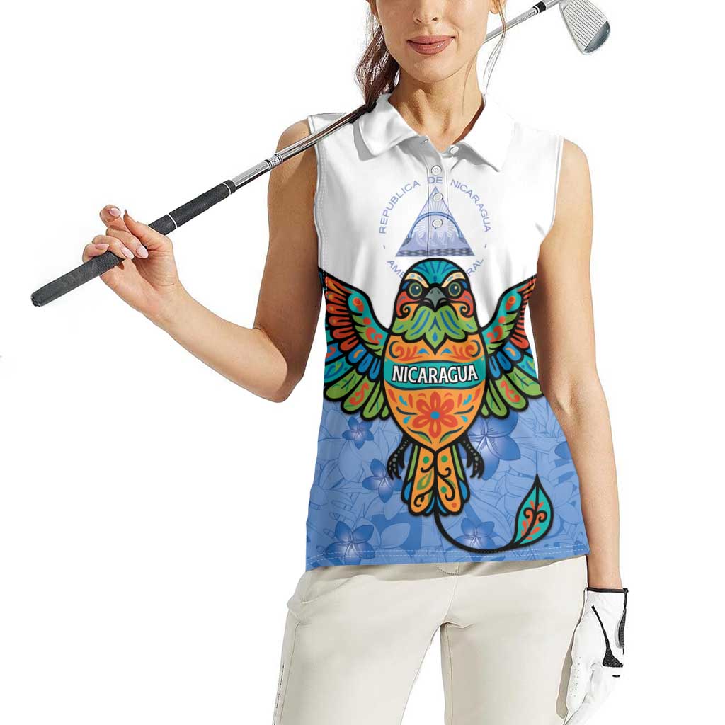 Nicaragua Women Sleeveless Polo Shirt Guardabarranco Bird With Sacuanjoche
