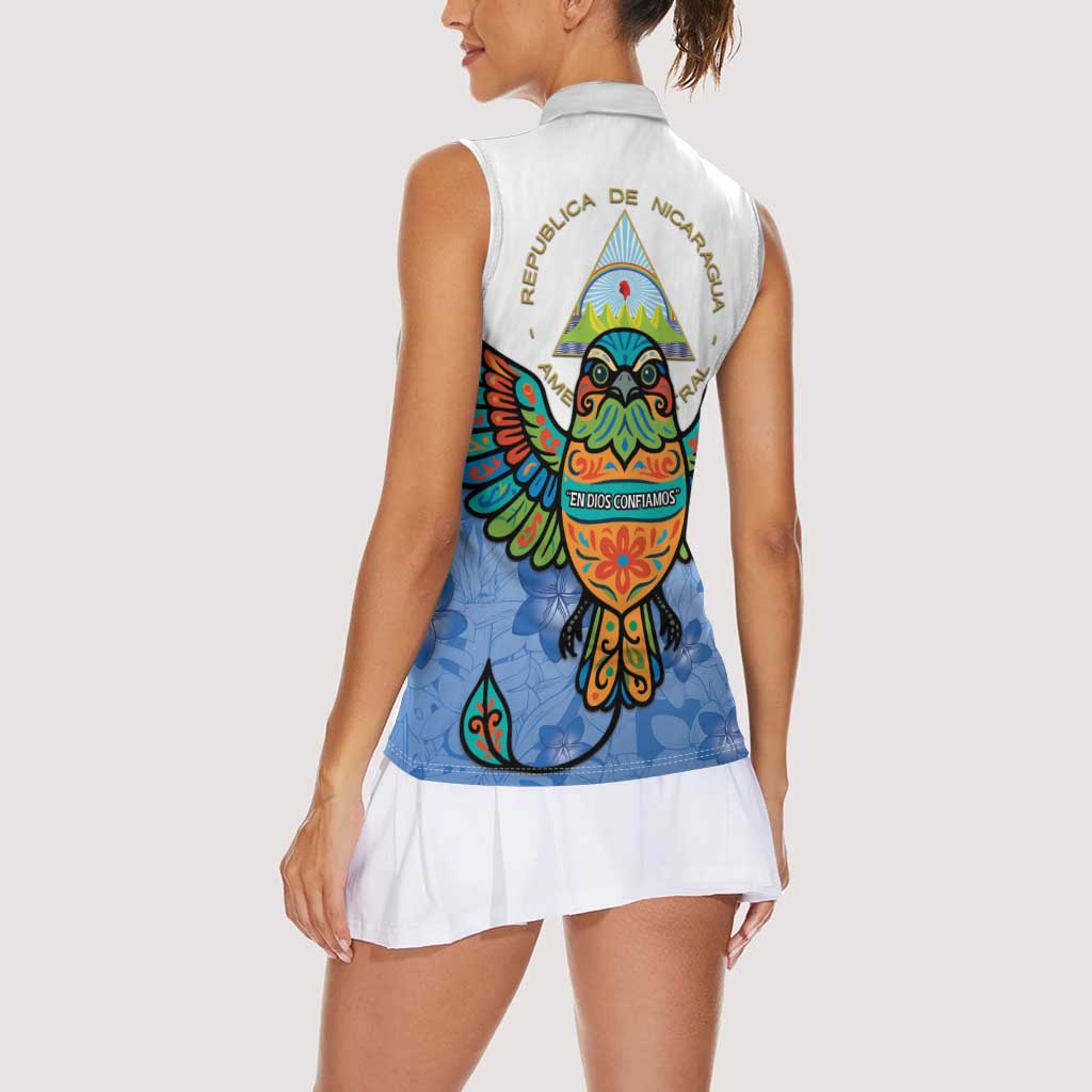 Nicaragua Women Sleeveless Polo Shirt Guardabarranco Bird With Sacuanjoche