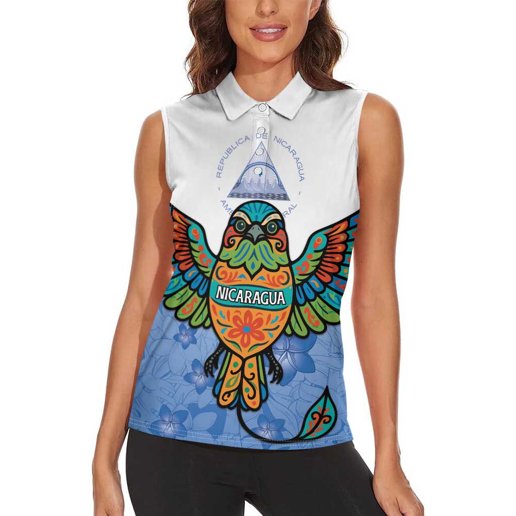 Nicaragua Women Sleeveless Polo Shirt Guardabarranco Bird With Sacuanjoche