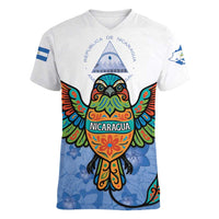 Nicaragua Women V-Neck T-Shirt Guardabarranco Bird With Sacuanjoche