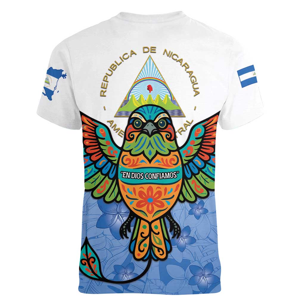 Nicaragua Women V-Neck T-Shirt Guardabarranco Bird With Sacuanjoche