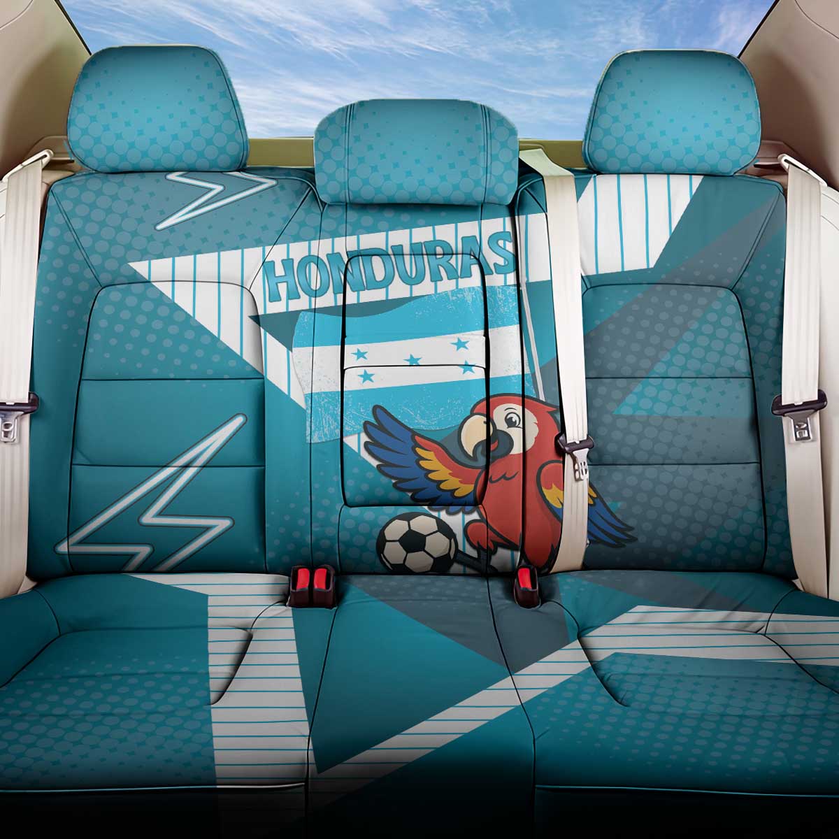 Honduras Football Back Car Seat Cover Scarlet Macaw Mascot