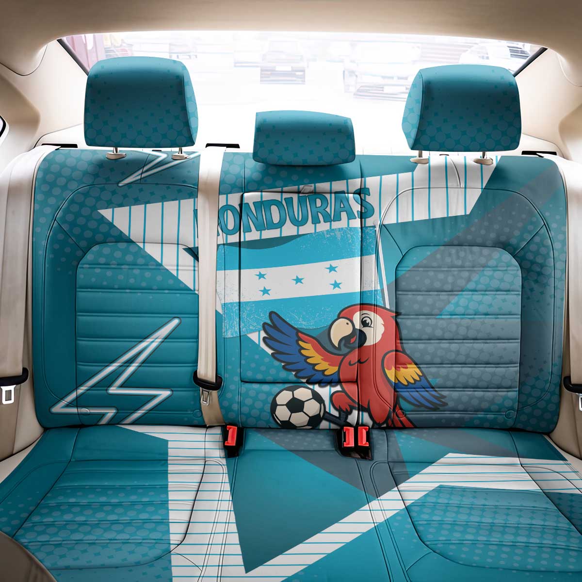 Honduras Football Back Car Seat Cover Scarlet Macaw Mascot