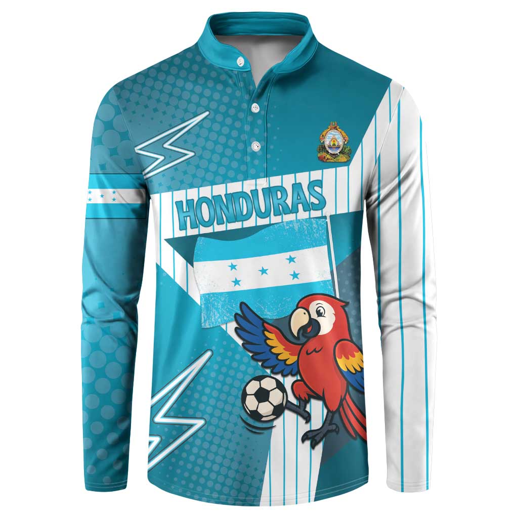 Personalized Honduras Football Button Sweatshirt Scarlet Macaw Mascot