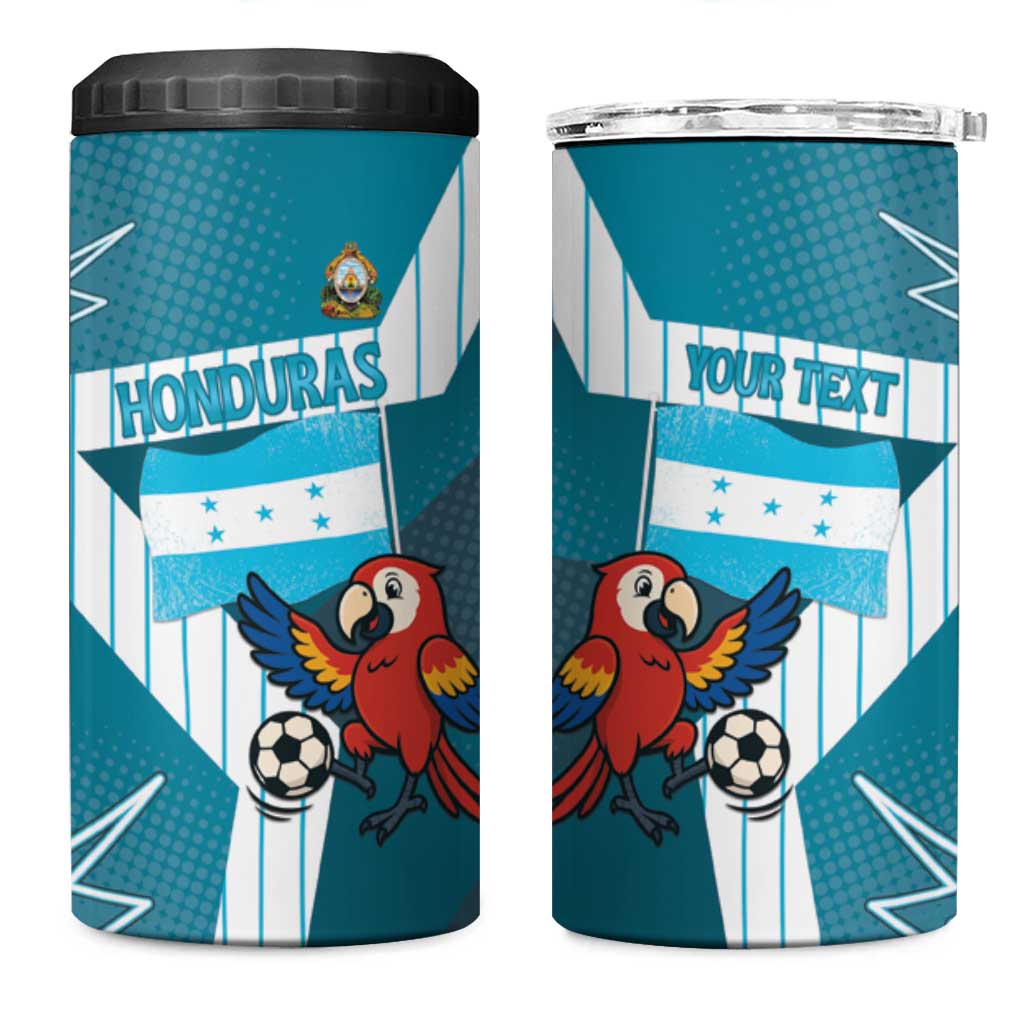 Personalized Honduras Football 4 in 1 Can Cooler Tumbler Scarlet Macaw Mascot
