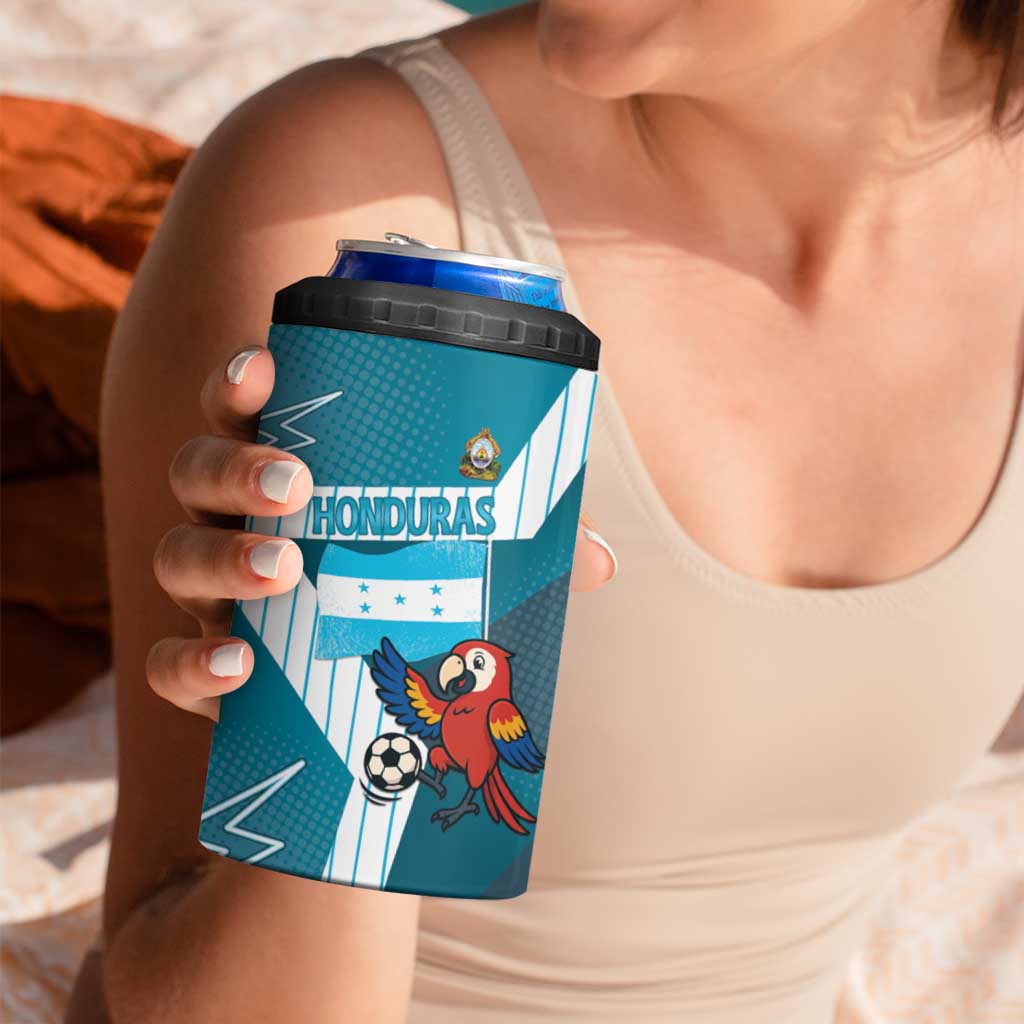 Personalized Honduras Football 4 in 1 Can Cooler Tumbler Scarlet Macaw Mascot