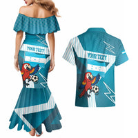 Personalized Honduras Football Couples Matching Mermaid Dress and Hawaiian Shirt Scarlet Macaw Mascot