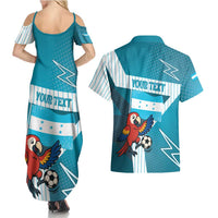 Personalized Honduras Football Couples Matching Summer Maxi Dress and Hawaiian Shirt Scarlet Macaw Mascot