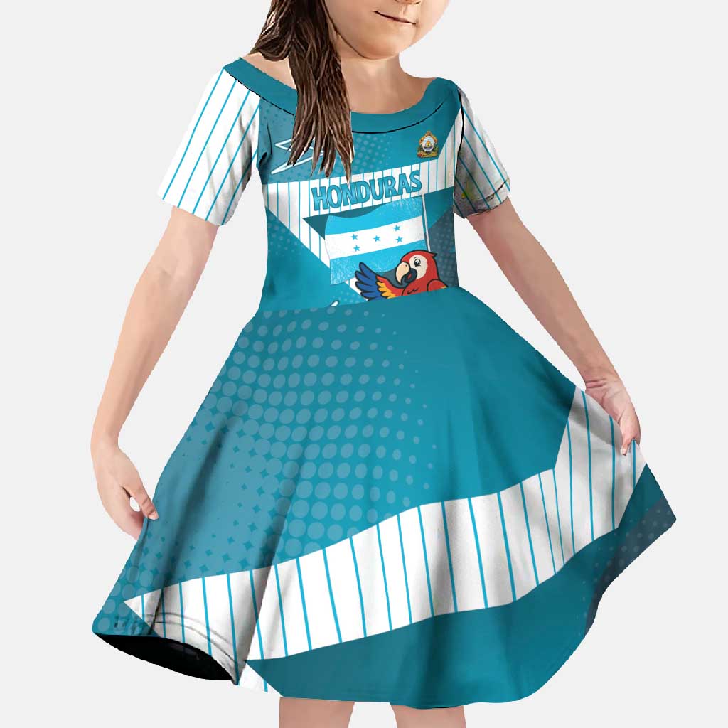 Personalized Honduras Football Family Matching Off Shoulder Maxi Dress and Hawaiian Shirt Scarlet Macaw Mascot