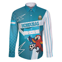 Personalized Honduras Football Family Matching Off Shoulder Maxi Dress and Hawaiian Shirt Scarlet Macaw Mascot