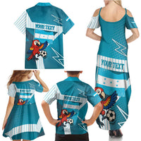 Personalized Honduras Football Family Matching Summer Maxi Dress and Hawaiian Shirt Scarlet Macaw Mascot
