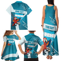 Personalized Honduras Football Family Matching Tank Maxi Dress and Hawaiian Shirt Scarlet Macaw Mascot