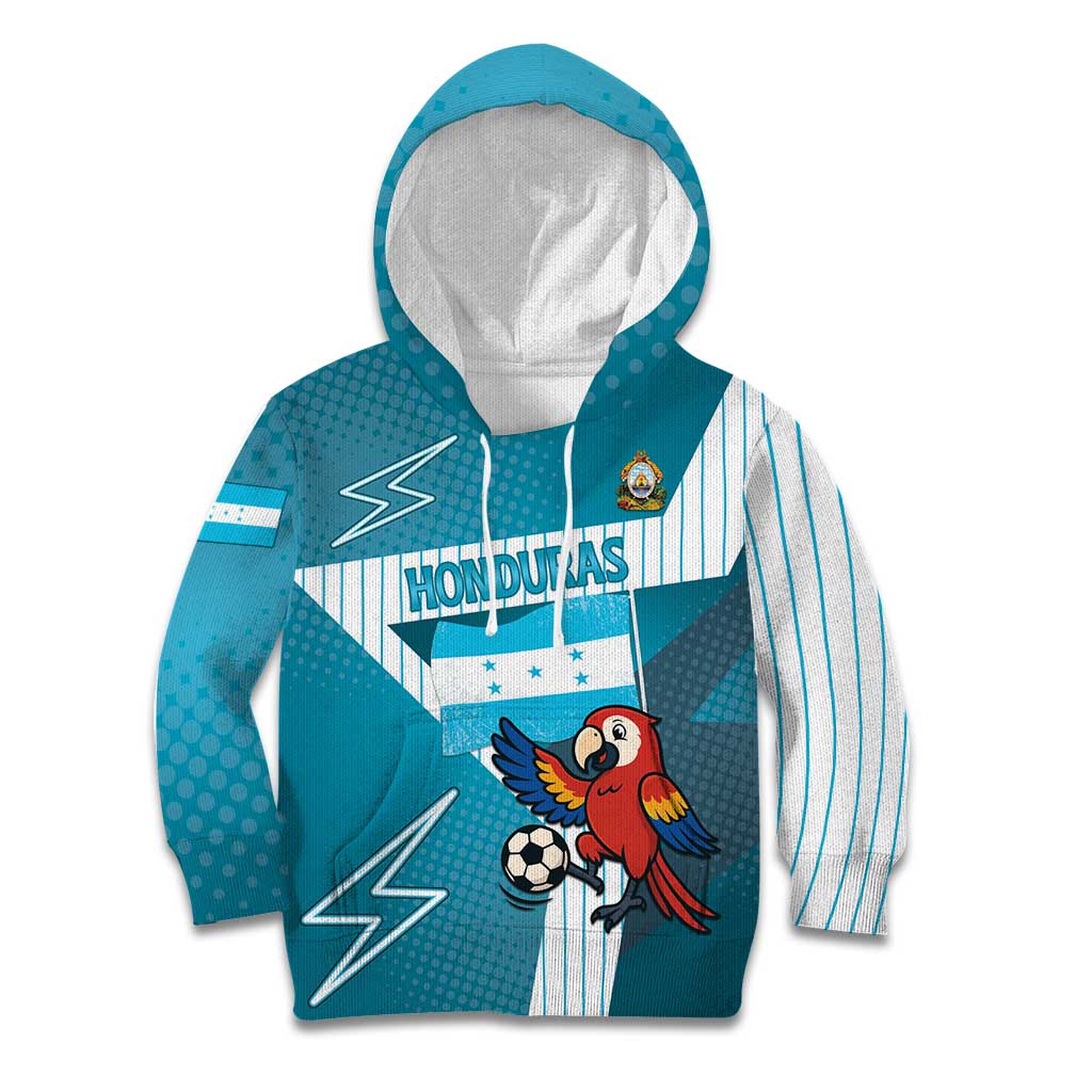 Personalized Honduras Football Kid Hoodie Scarlet Macaw Mascot