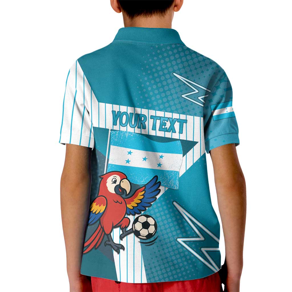 Personalized Honduras Football Kid Polo Shirt Scarlet Macaw Mascot