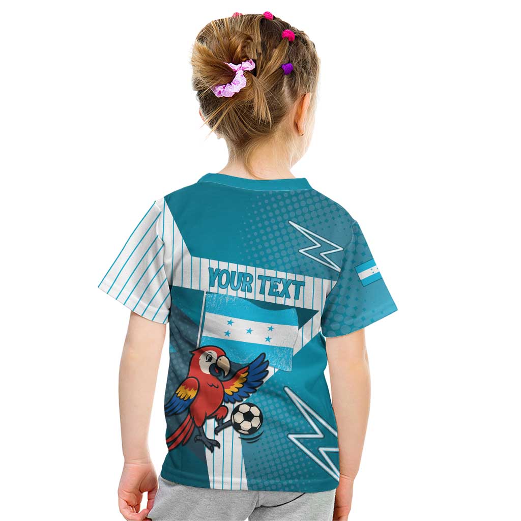 Personalized Honduras Football Kid T Shirt Scarlet Macaw Mascot