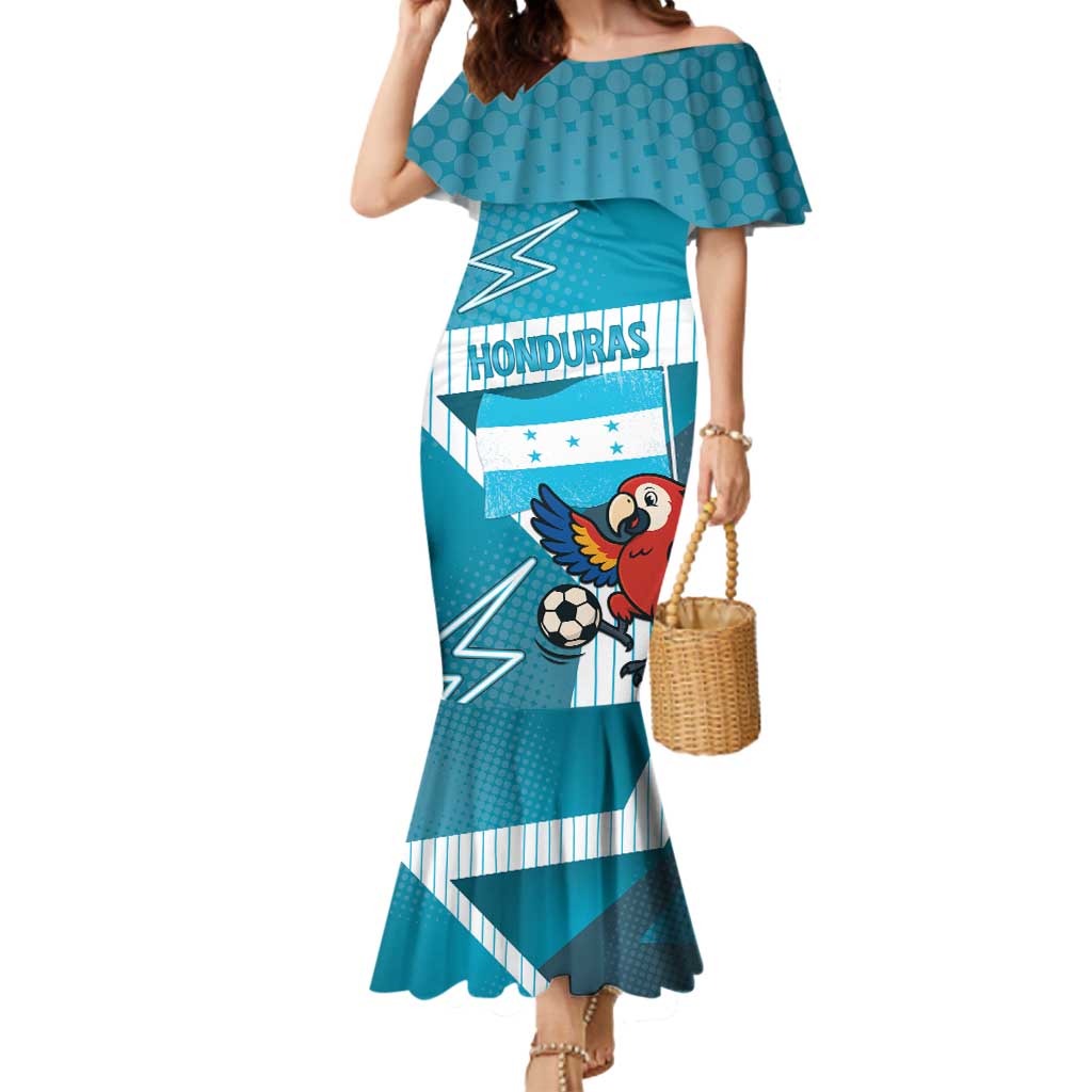 Personalized Honduras Football Mermaid Dress Scarlet Macaw Mascot