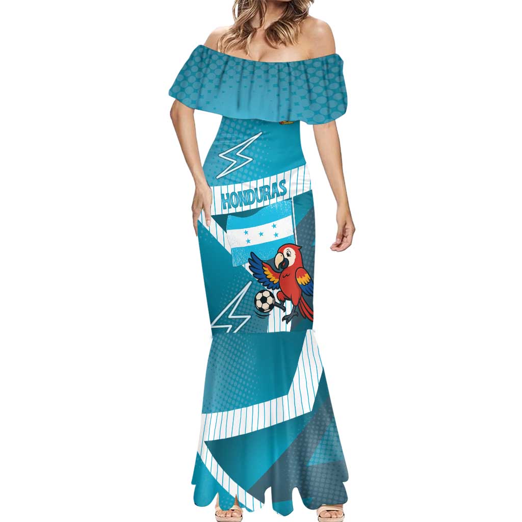 Personalized Honduras Football Mermaid Dress Scarlet Macaw Mascot