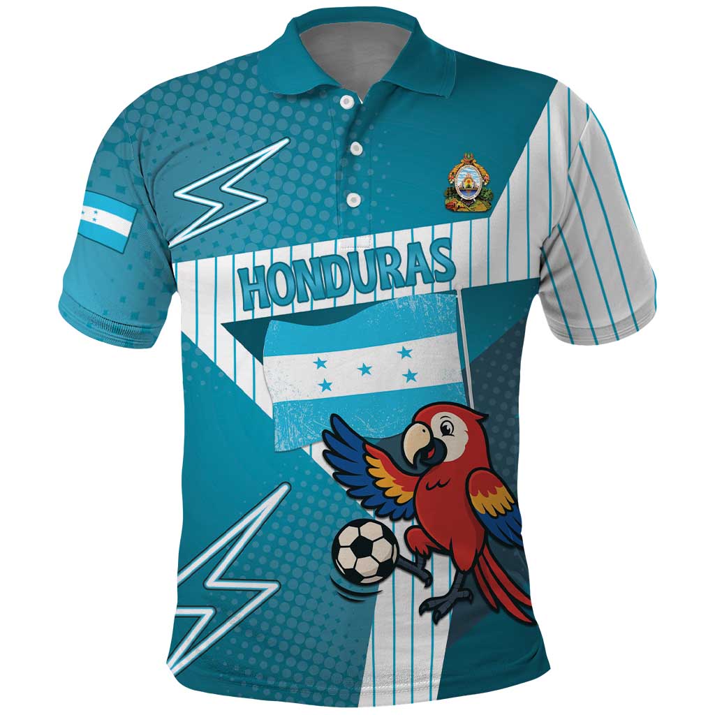 Personalized Honduras Football Polo Shirt Scarlet Macaw Mascot