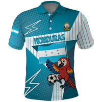Personalized Honduras Football Polo Shirt Scarlet Macaw Mascot