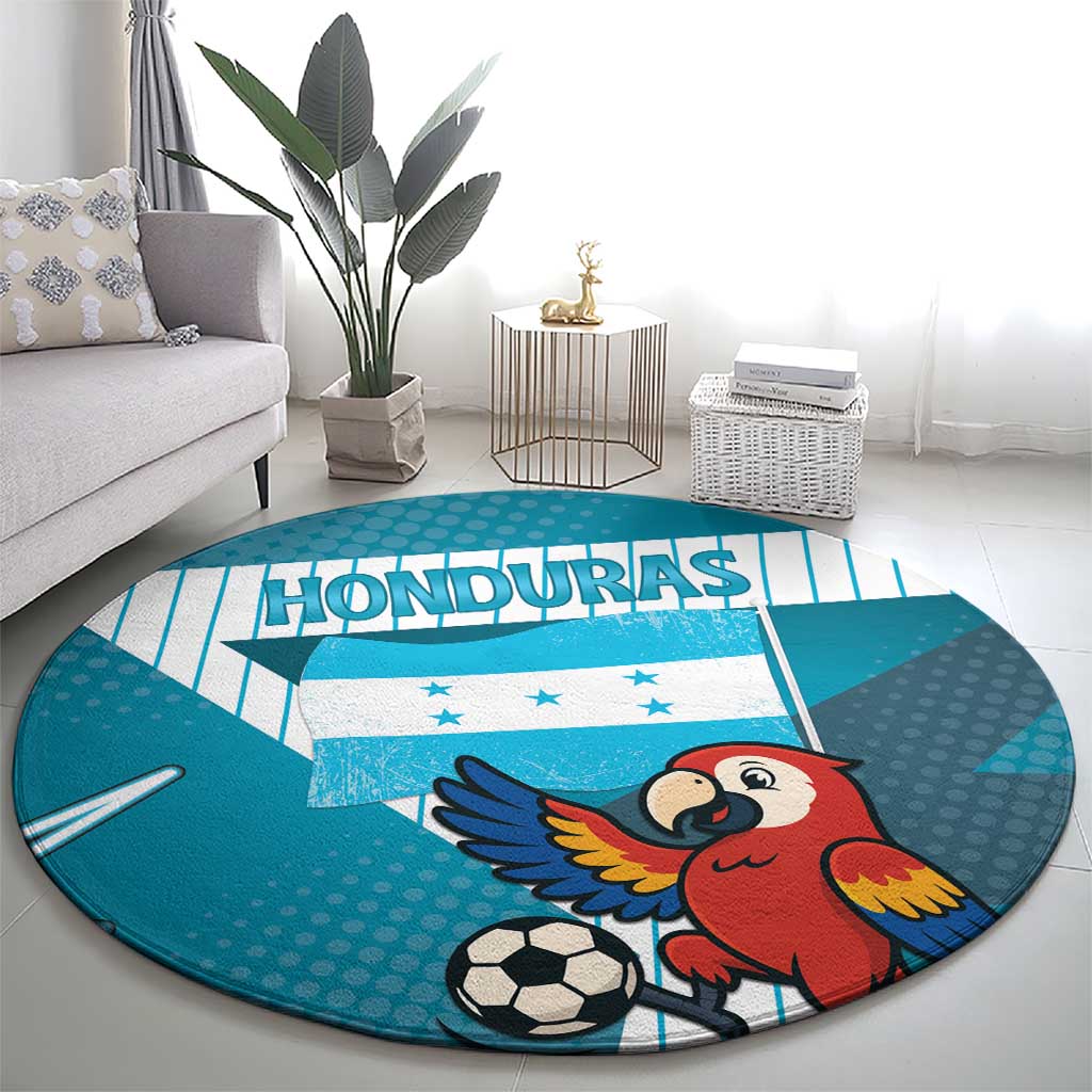 Honduras Football Round Carpet Scarlet Macaw Mascot