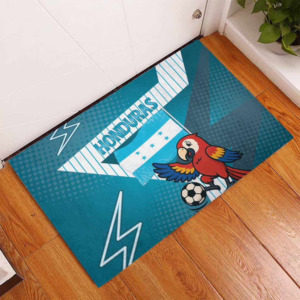 Honduras Football Rubber Doormat Scarlet Macaw Mascot