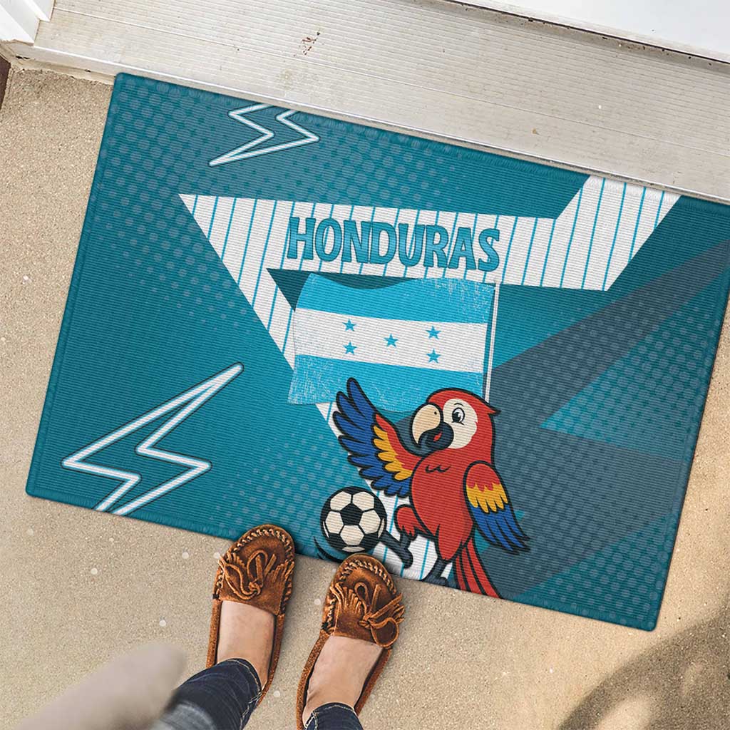 Honduras Football Rubber Doormat Scarlet Macaw Mascot