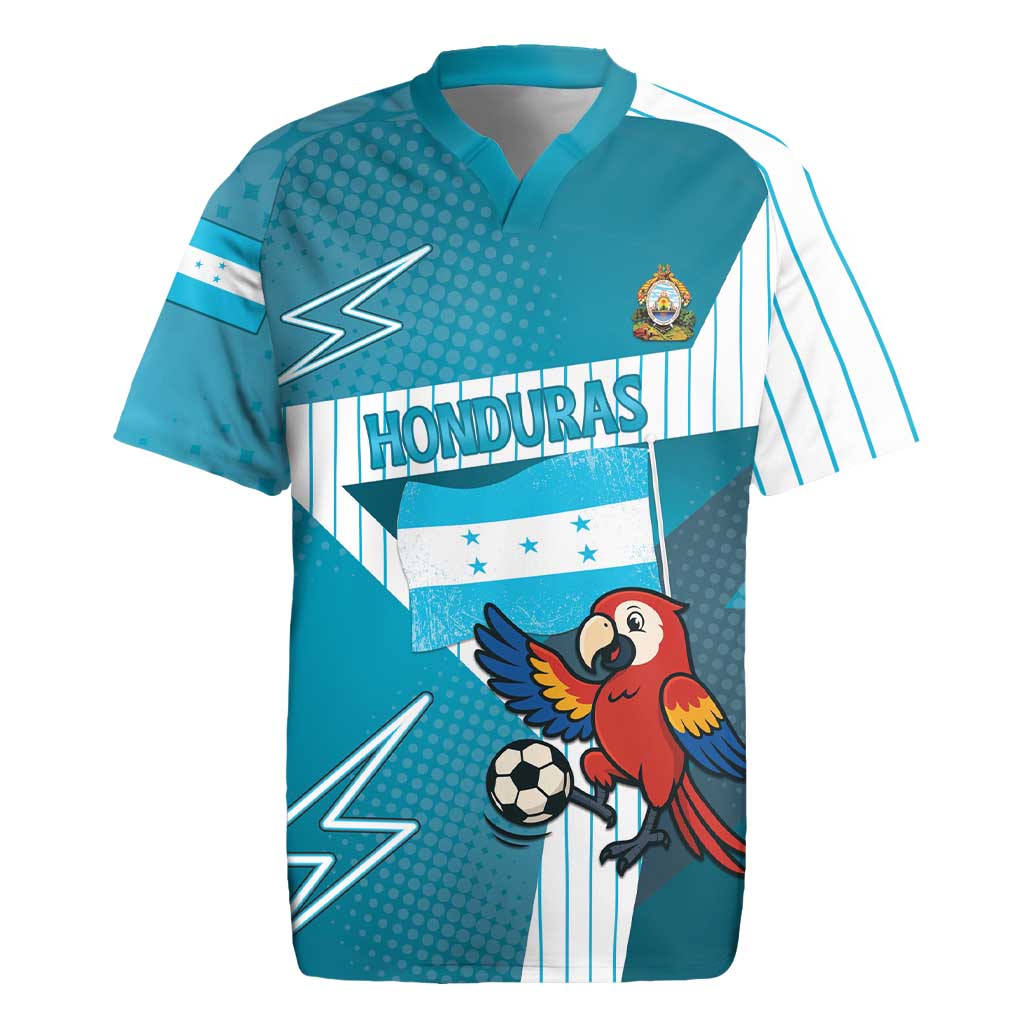 Personalized Honduras Football Rugby Jersey Scarlet Macaw Mascot