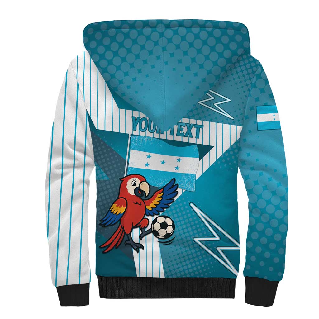Personalized Honduras Football Sherpa Hoodie Scarlet Macaw Mascot
