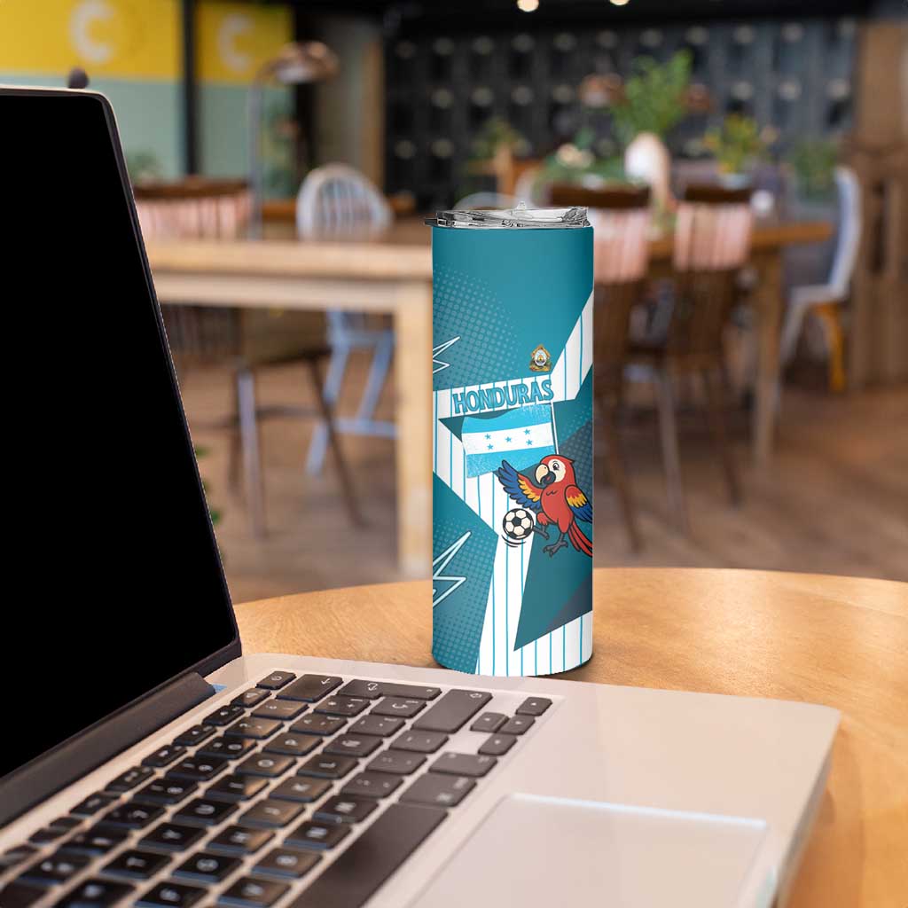 Personalized Honduras Football Skinny Tumbler Scarlet Macaw Mascot