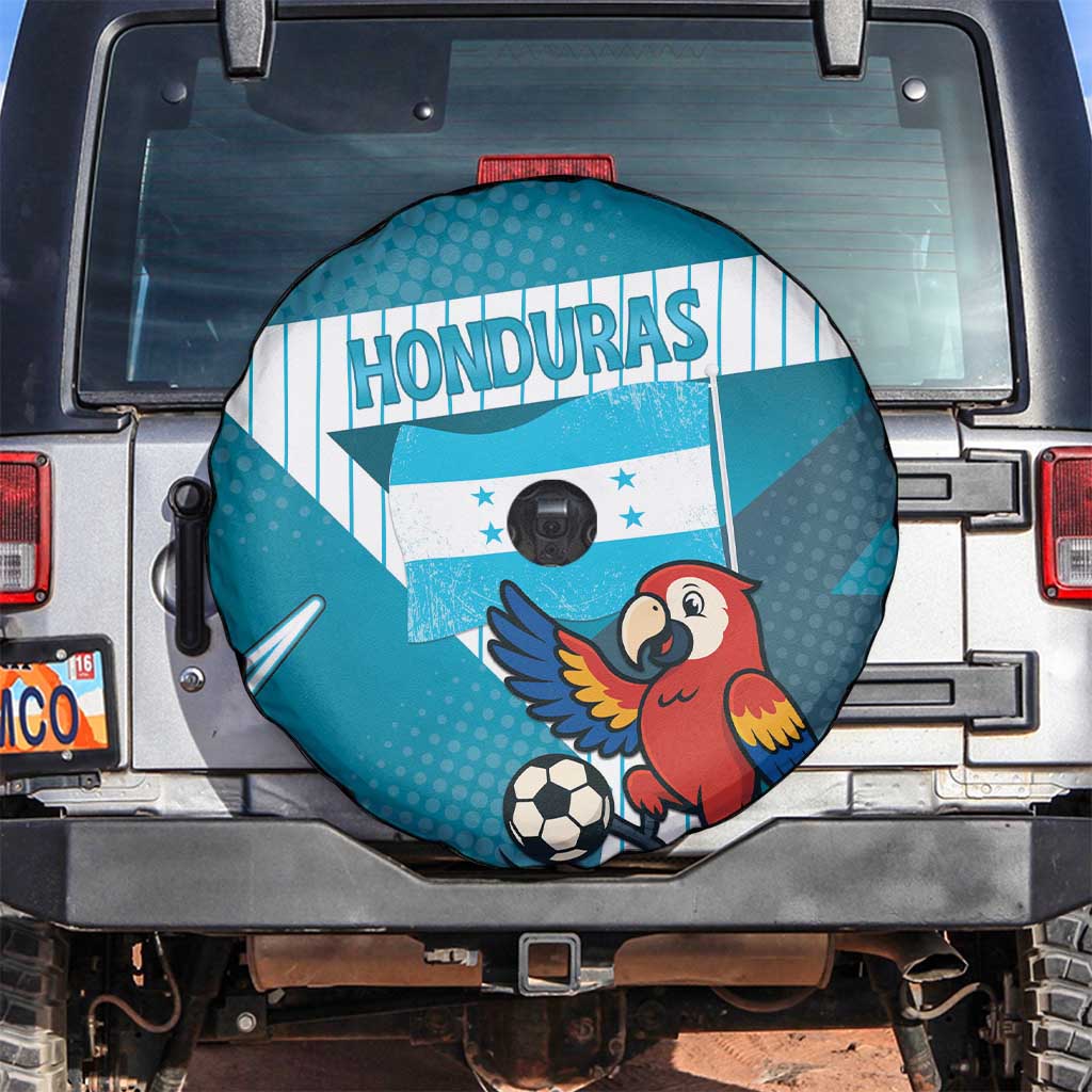 Honduras Football Spare Tire Cover Scarlet Macaw Mascot
