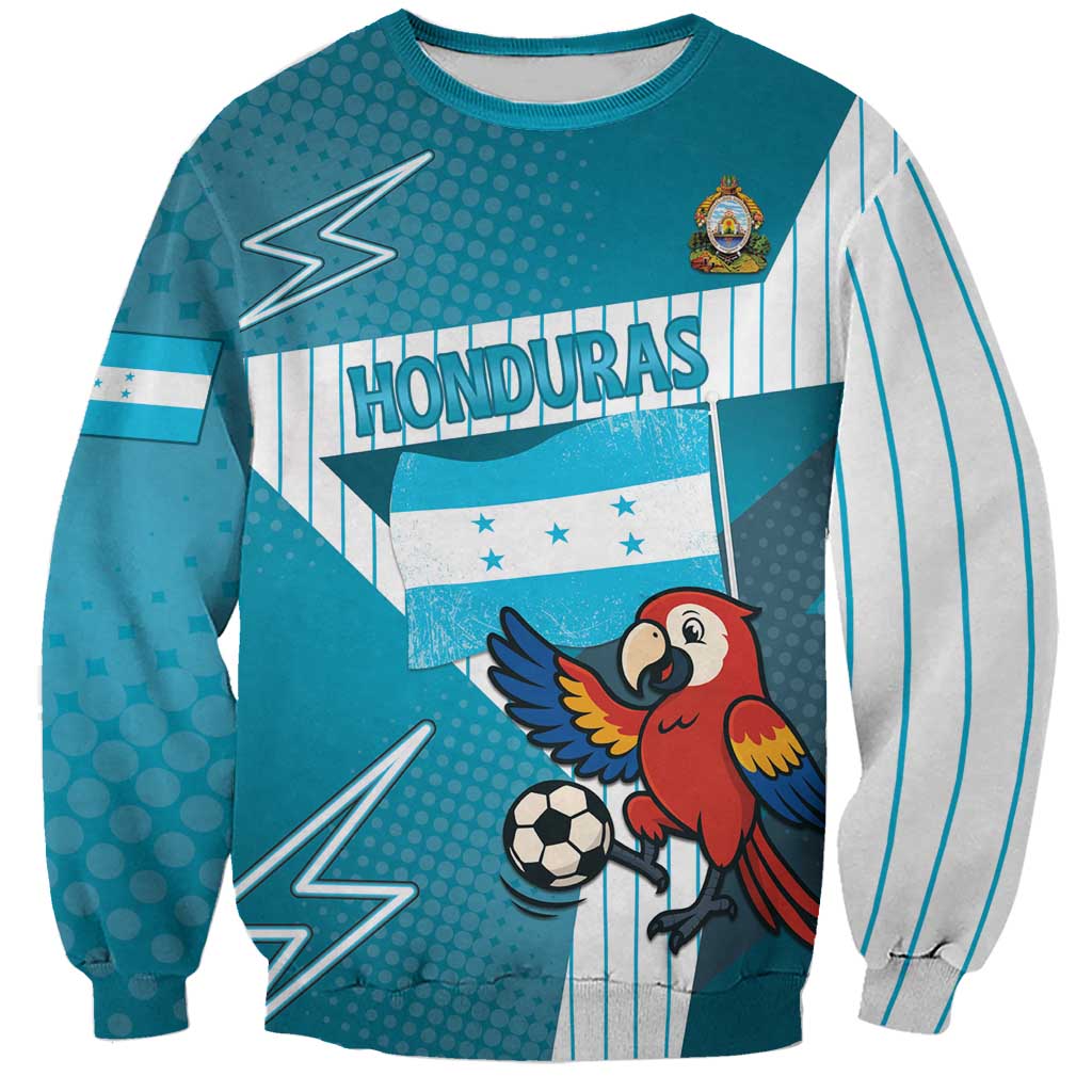 Personalized Honduras Football Sweatshirt Scarlet Macaw Mascot