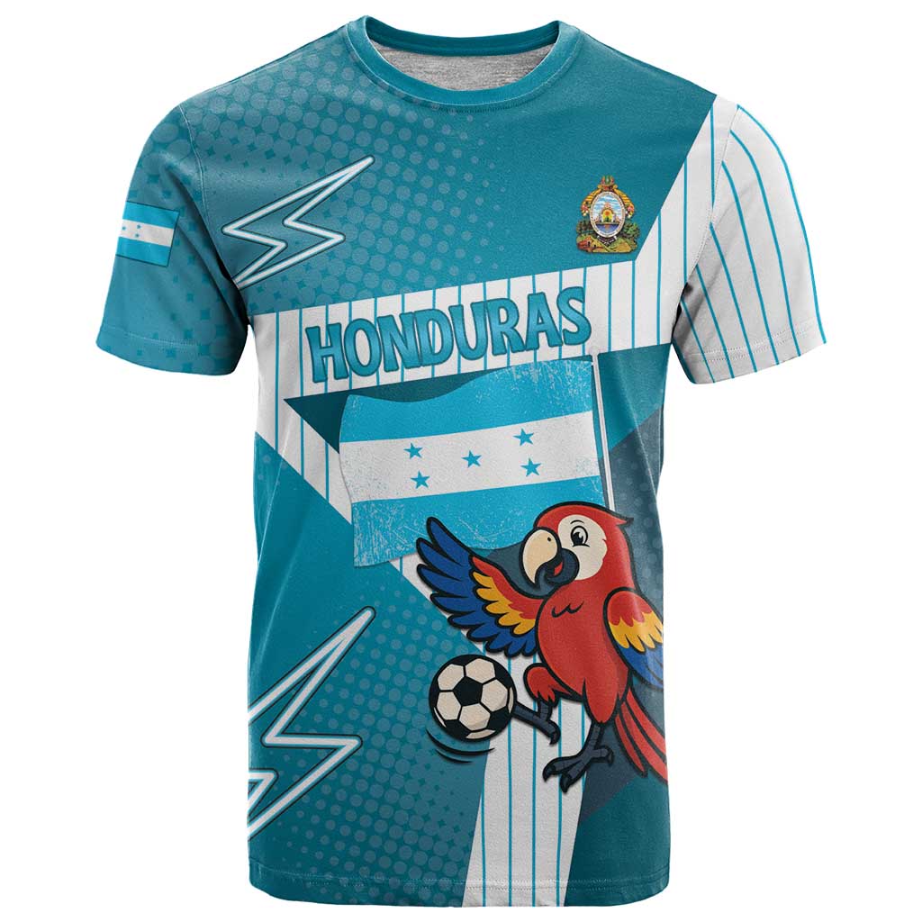 Personalized Honduras Football T Shirt Scarlet Macaw Mascot