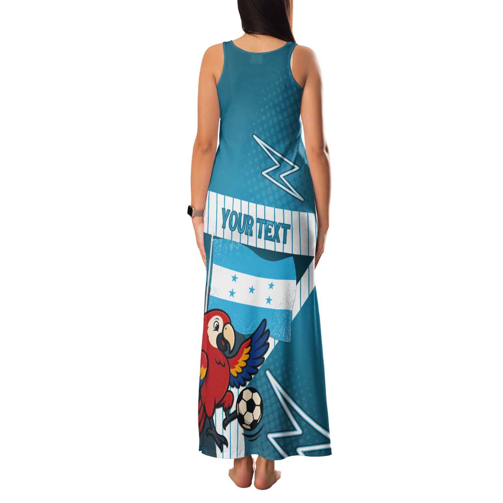 Personalized Honduras Football Tank Maxi Dress Scarlet Macaw Mascot