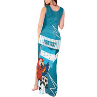 Personalized Honduras Football Tank Maxi Dress Scarlet Macaw Mascot