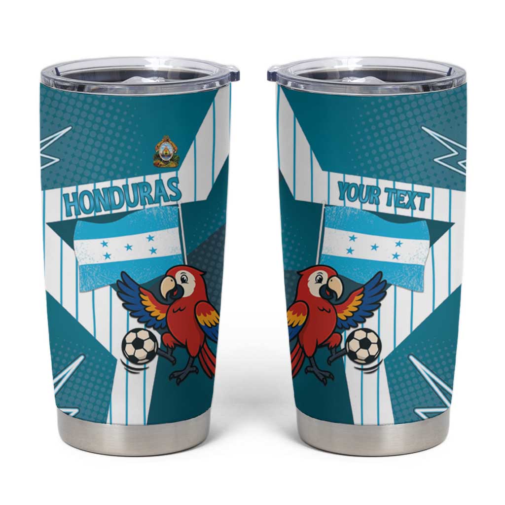 Personalized Honduras Football Tumbler Cup Scarlet Macaw Mascot