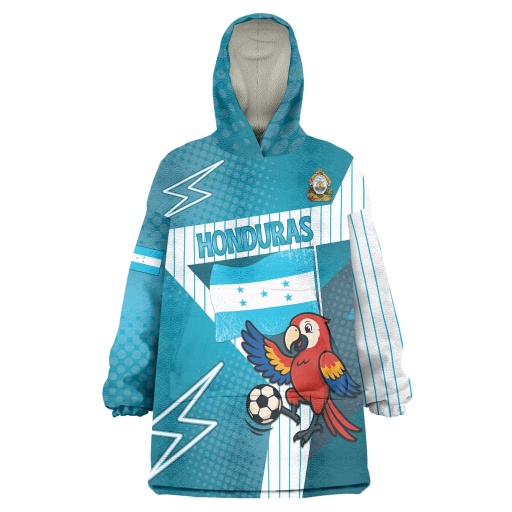 Personalized Honduras Football Wearable Blanket Hoodie Scarlet Macaw Mascot