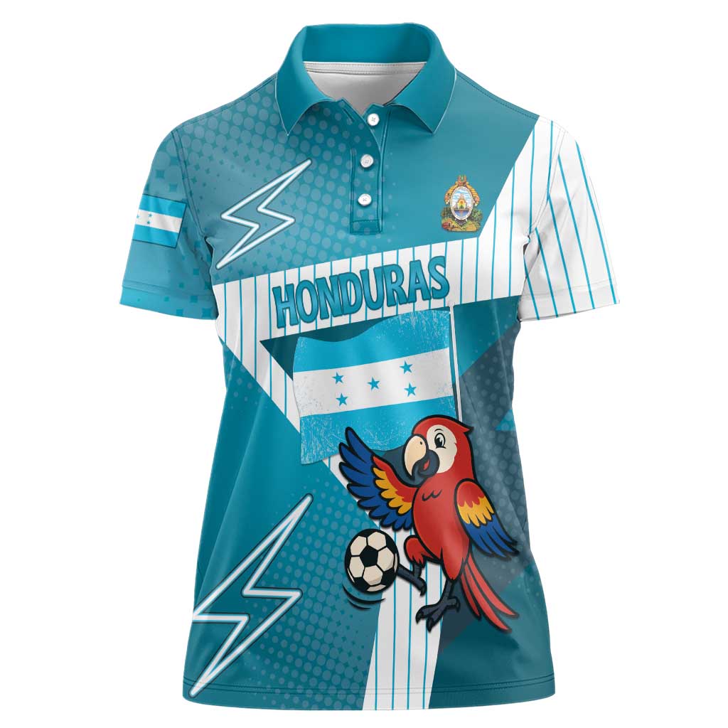 Personalized Honduras Football Women Polo Shirt Scarlet Macaw Mascot