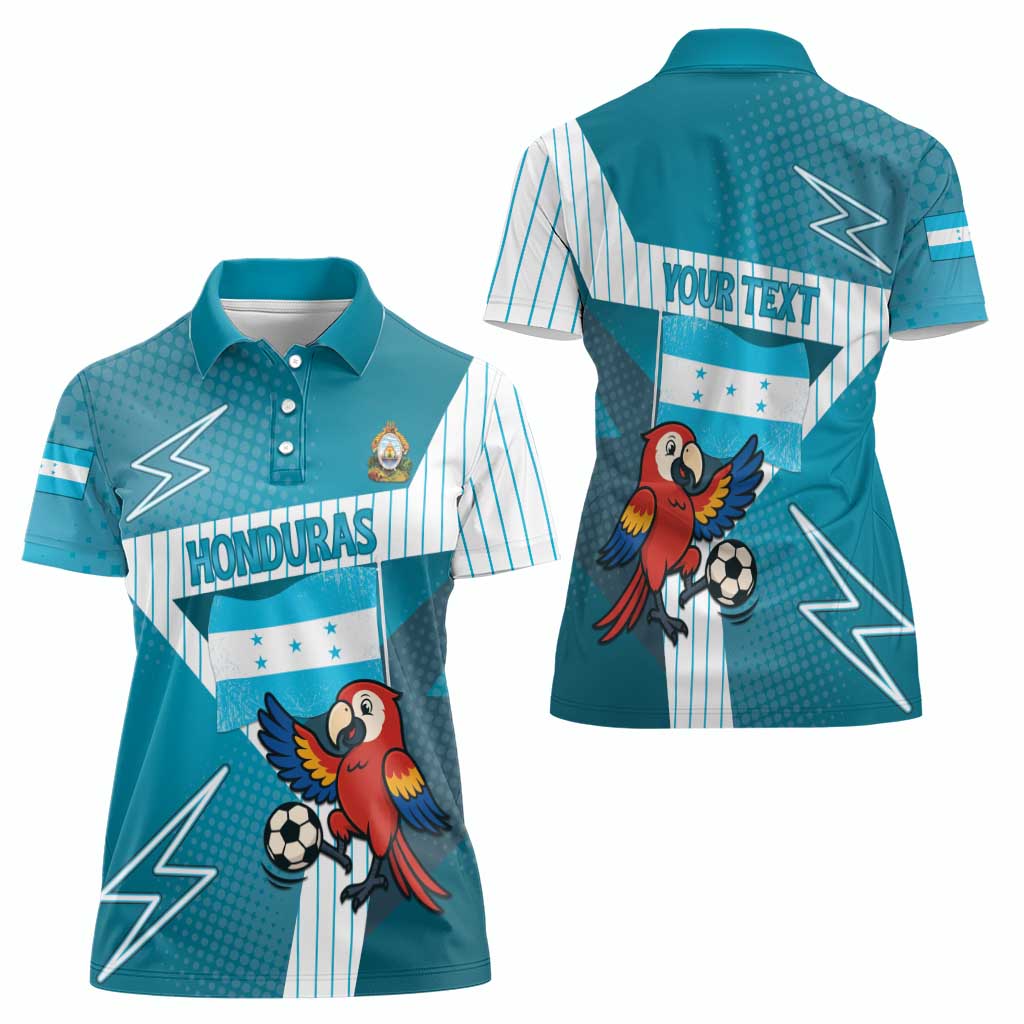 Personalized Honduras Football Women Polo Shirt Scarlet Macaw Mascot