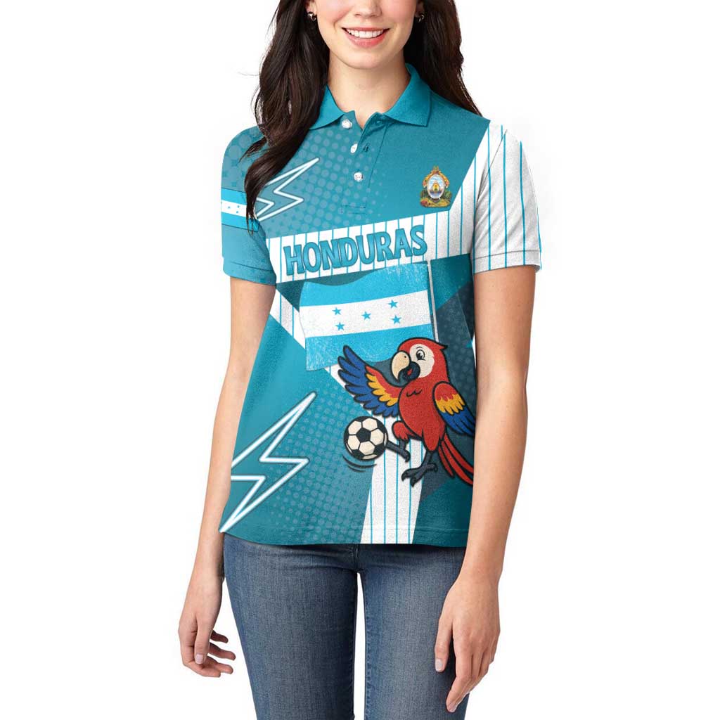 Personalized Honduras Football Women Polo Shirt Scarlet Macaw Mascot
