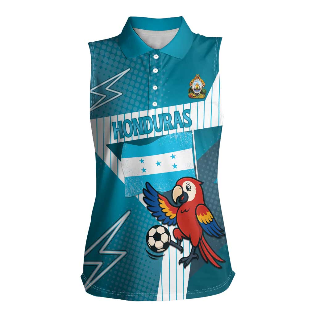 Personalized Honduras Football Women Sleeveless Polo Shirt Scarlet Macaw Mascot