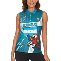 Personalized Honduras Football Women Sleeveless Polo Shirt Scarlet Macaw Mascot