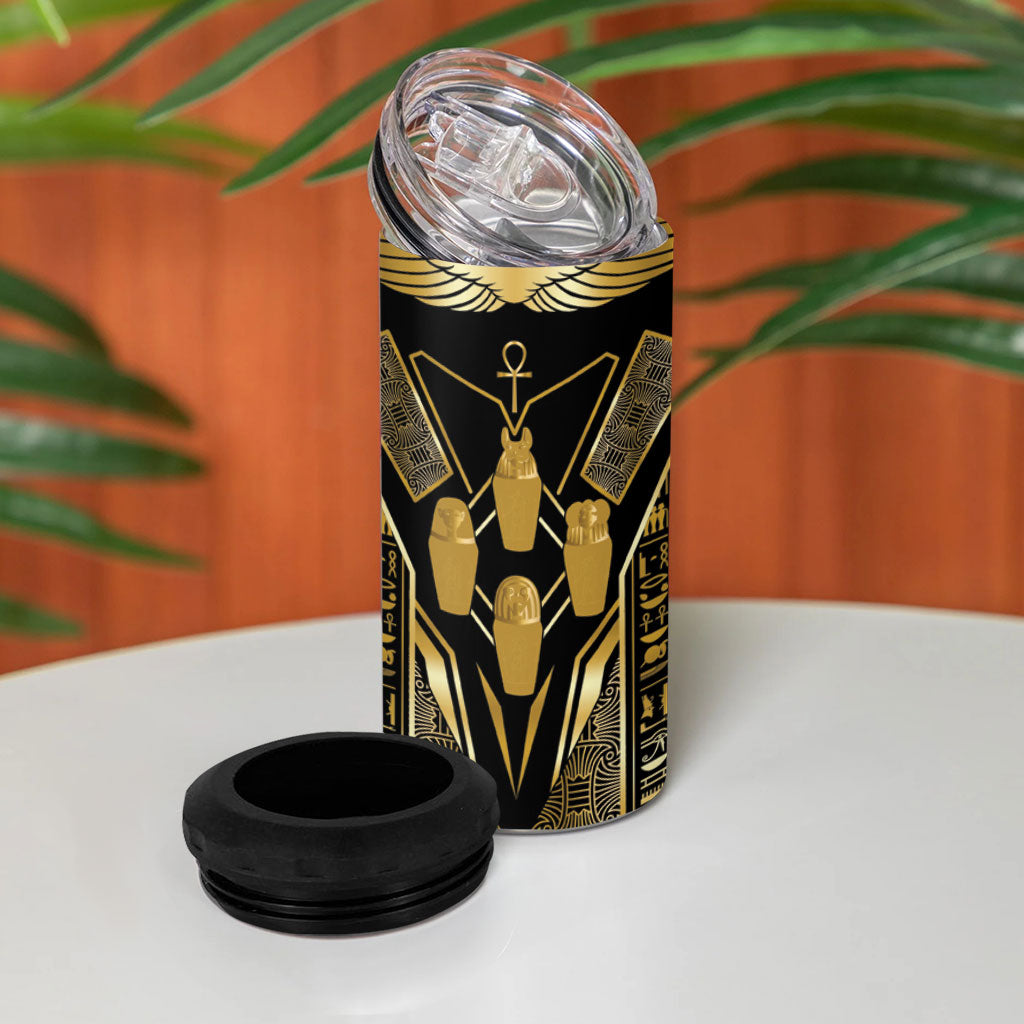 Egypt Canopic Jars 4 in 1 Can Cooler Tumbler Ancient Mythology Four Sons of Horus