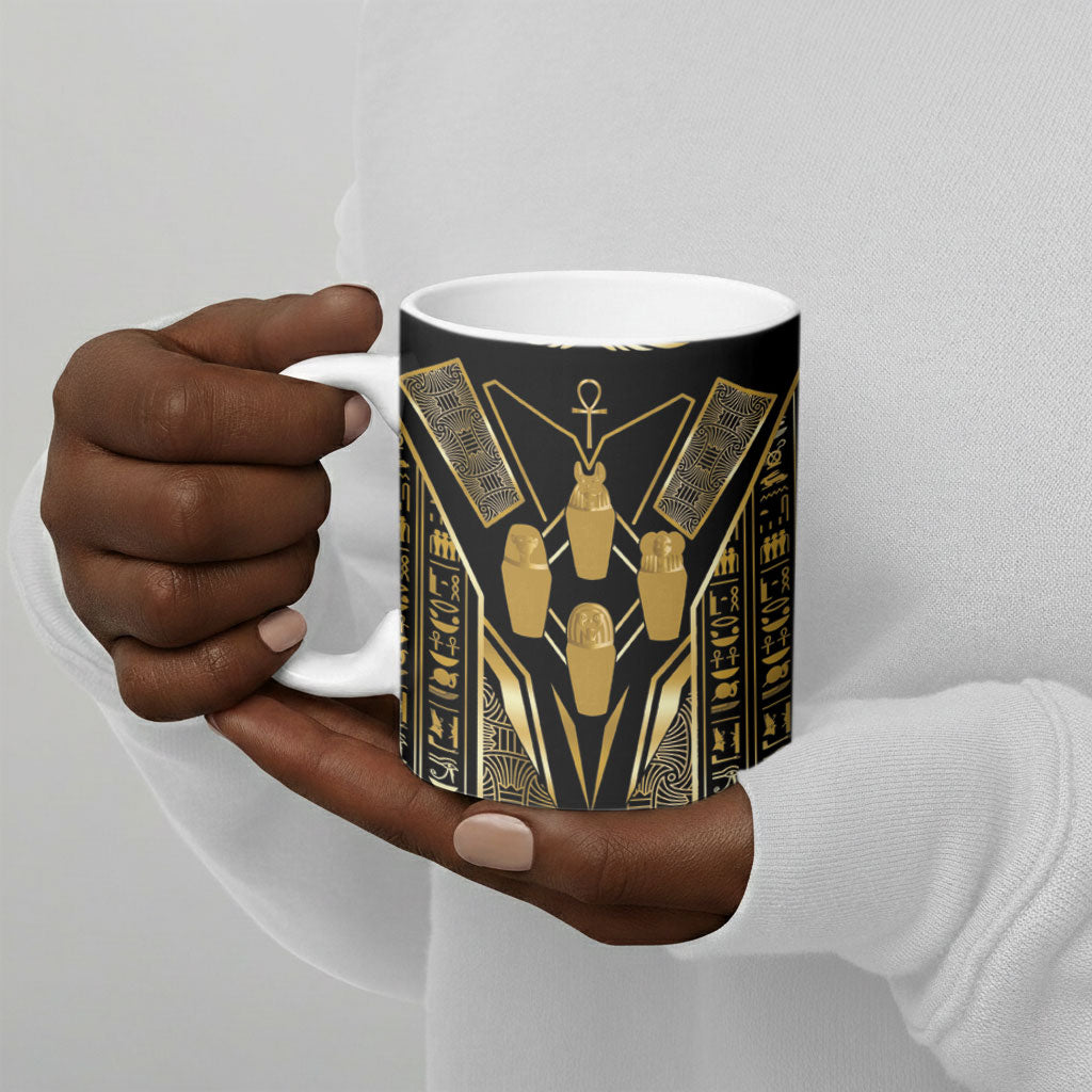 Egypt Canopic Jars Ceramic Mug Ancient Mythology Four Sons of Horus