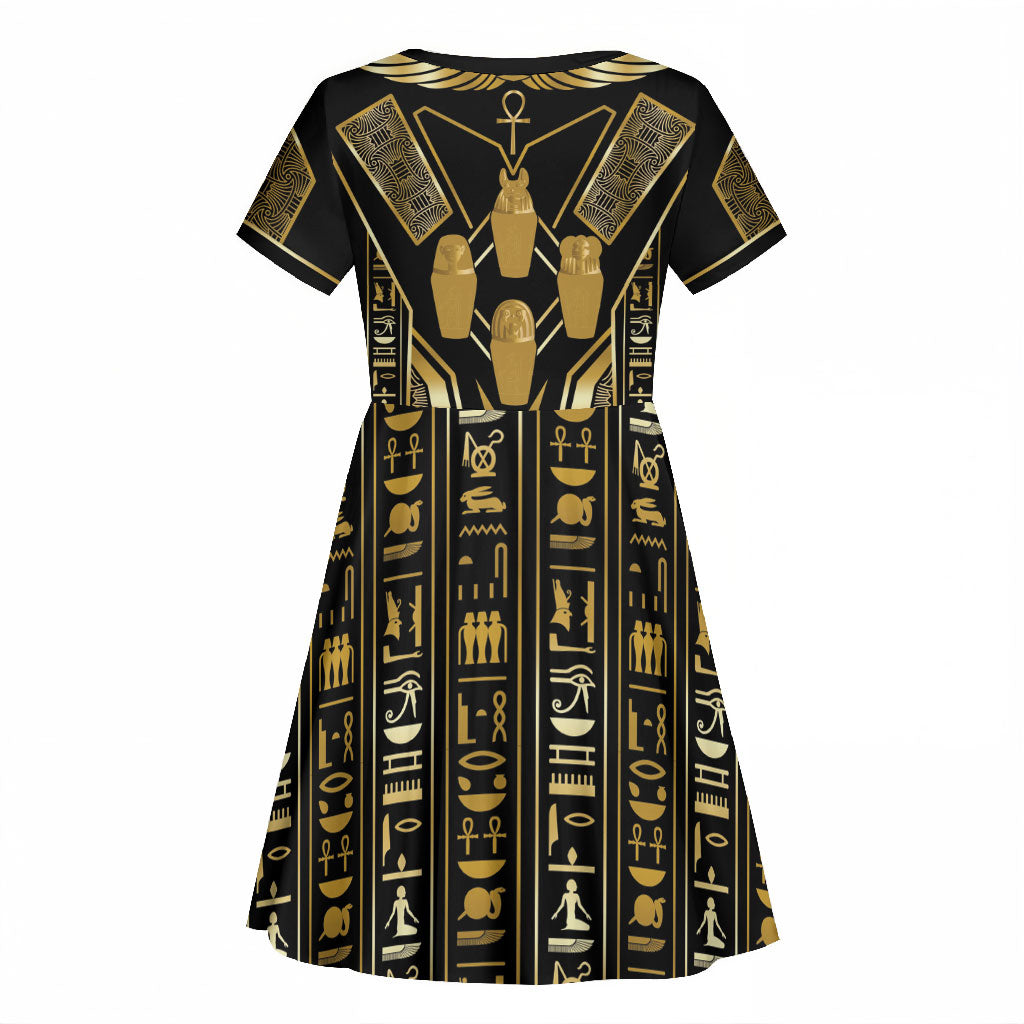Egypt Canopic Jars Kid Short Sleeve Dress Ancient Mythology Four Sons of Horus