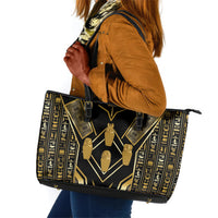 Egypt Canopic Jars Leather Tote Bag Ancient Mythology Four Sons of Horus